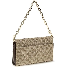 Beige Fabric Shoulder Bag