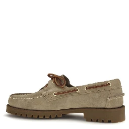 Beige Suede Leather Slip-On Loafers