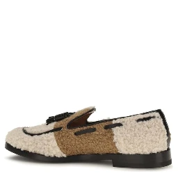 Beige Fabric Slip-On Loafers