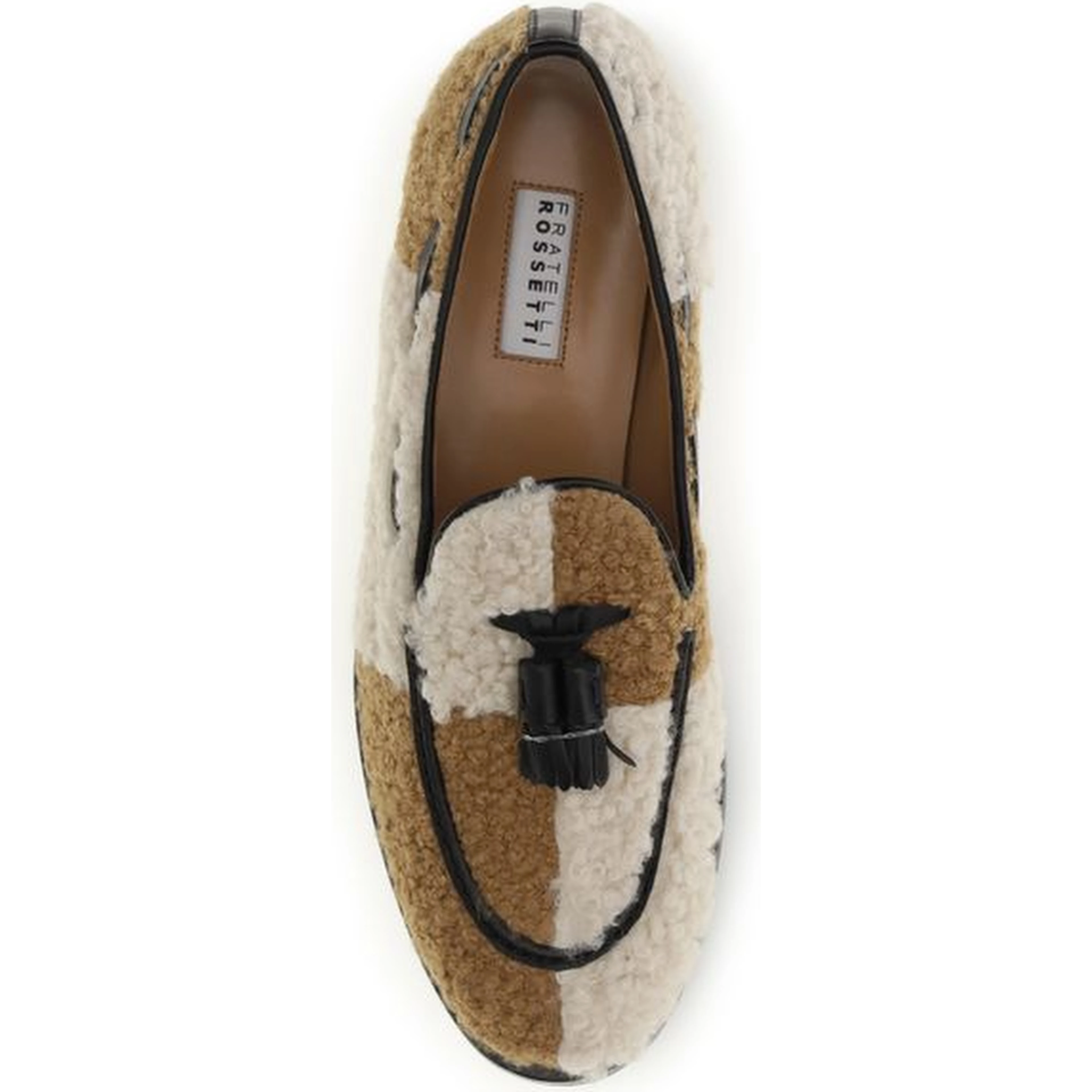 Beige Fabric Slip-On Loafers
