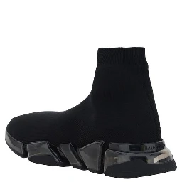 Black Polyester Athletic Sneakers