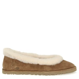 Beige Suede Leather Ballet Flats