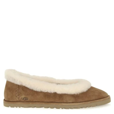 Beige Suede Leather Ballet Flats