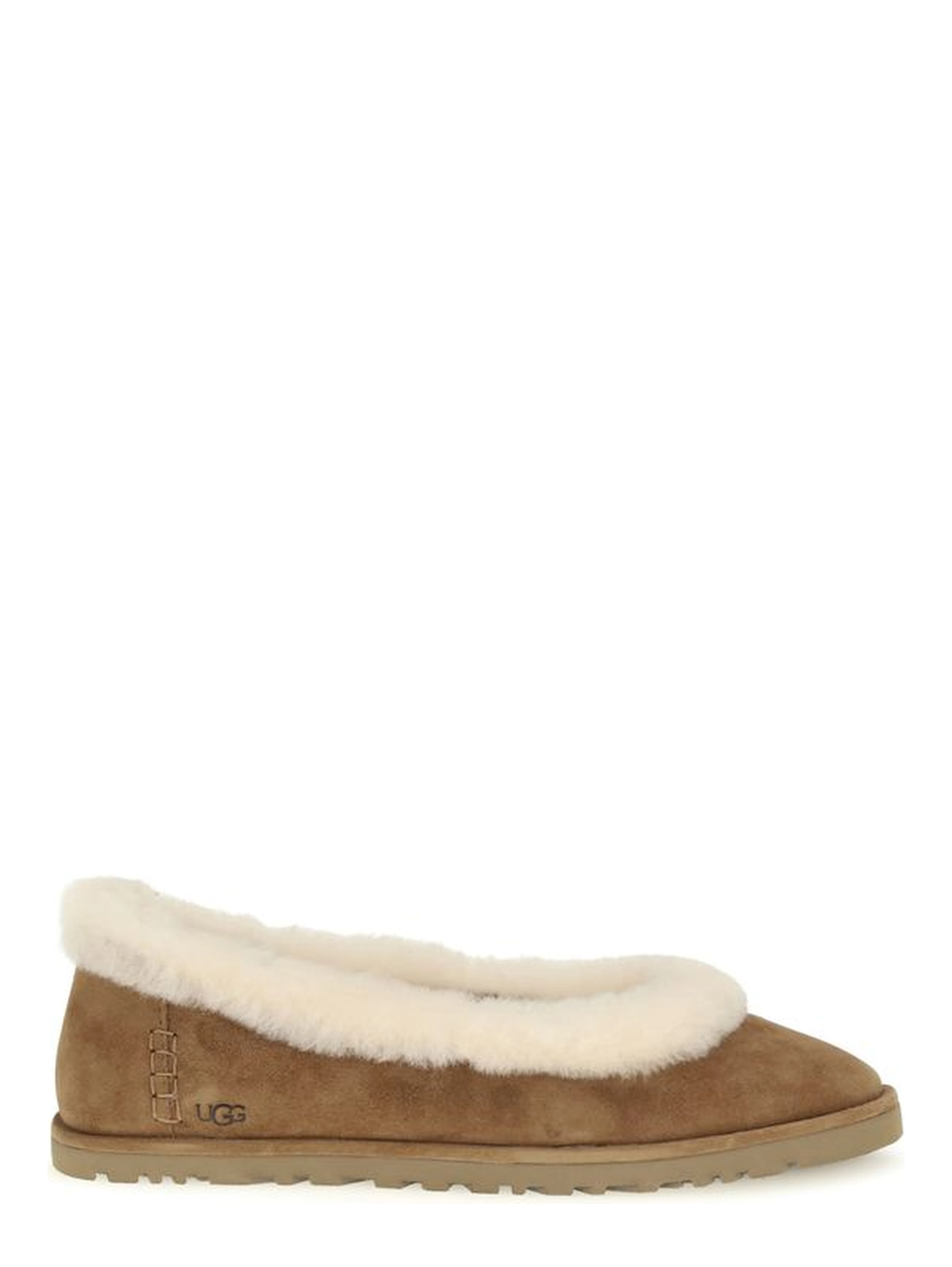 Beige Suede Leather Ballet Flats