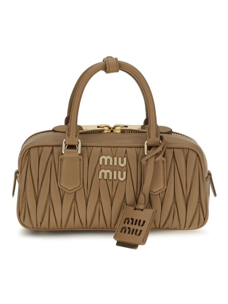 Beige Calf Leather Bos Taurus Handbag