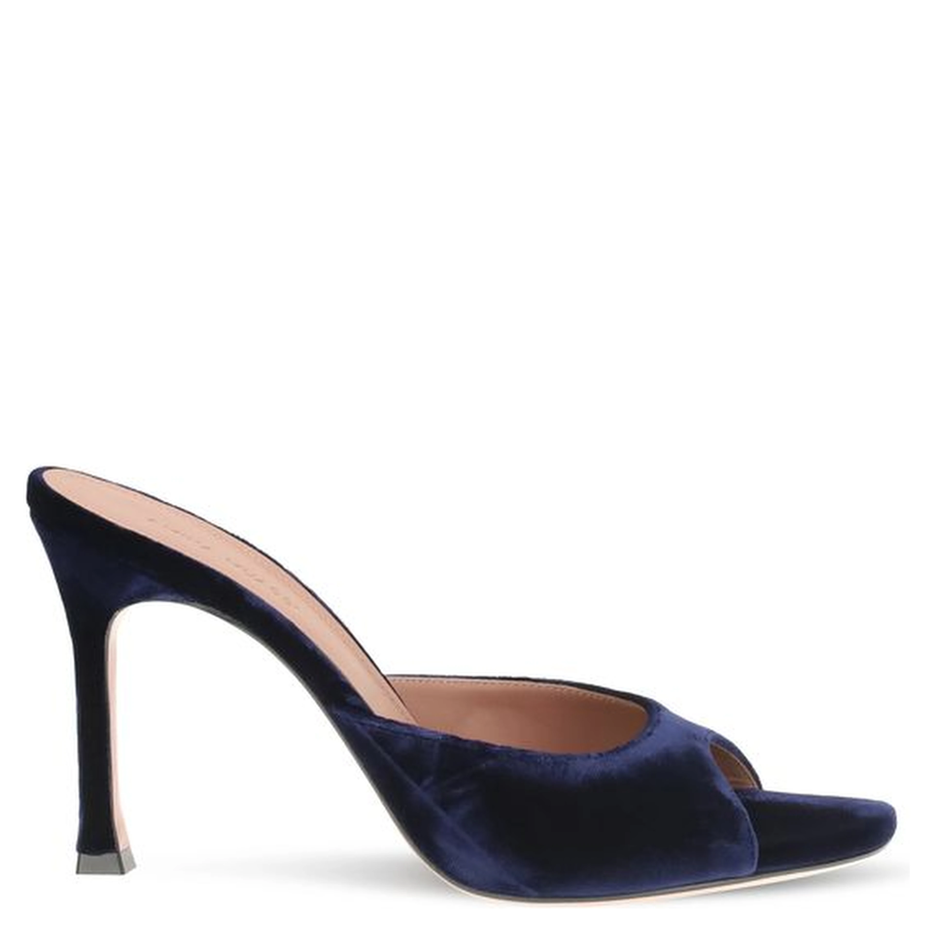 Blue Velvet Stiletto Heel Sandals