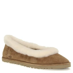 Beige Suede Leather Ballet Flats