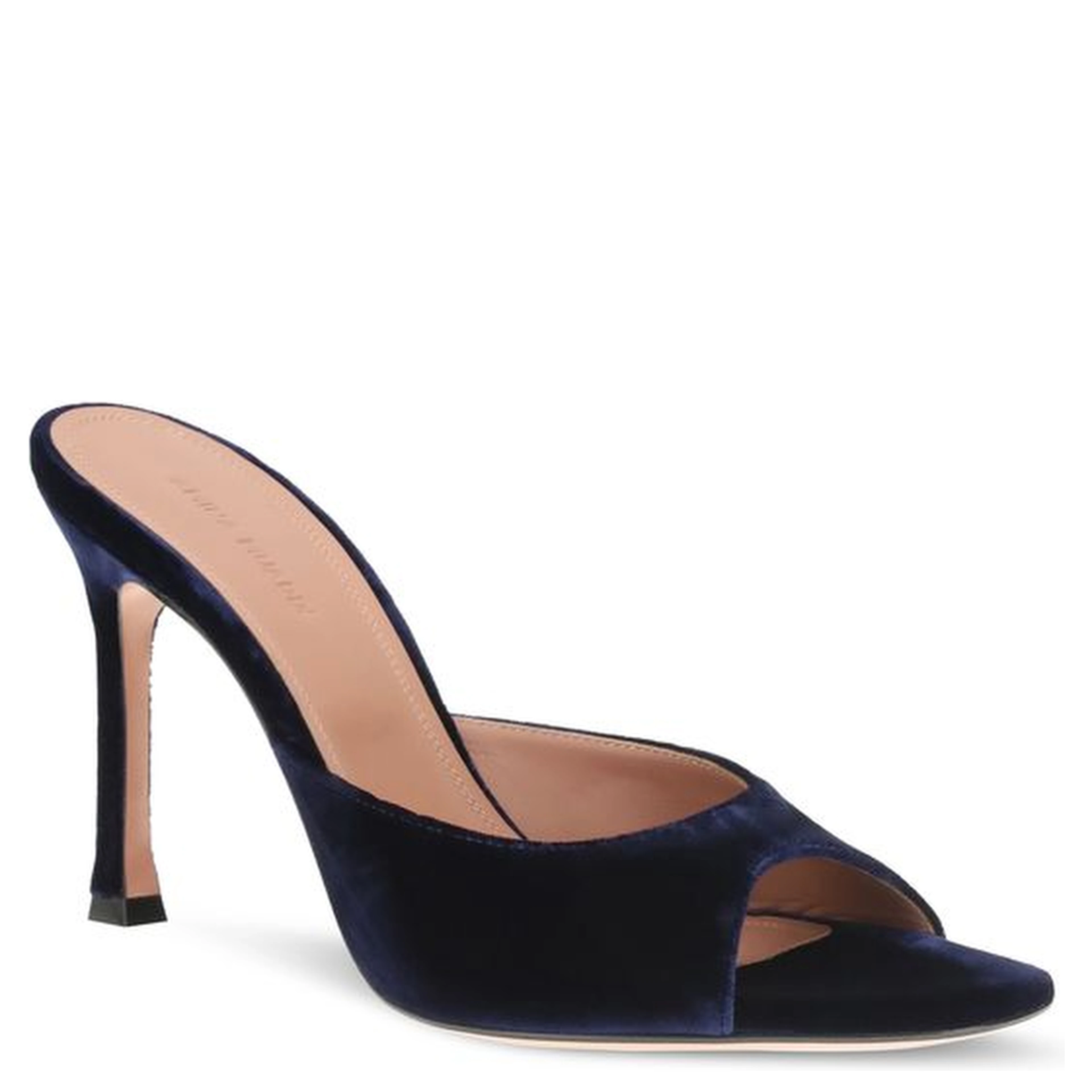 Blue Velvet Stiletto Heel Sandals