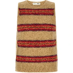 Beige Wool Sleeveles Sweater