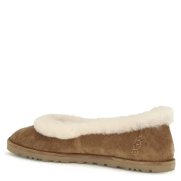 Beige Suede Leather Ballet Flats