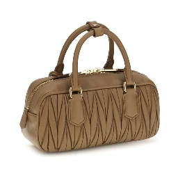 Beige Calf Leather Bos Taurus Handbag