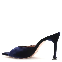 Blue Velvet Stiletto Heel Sandals