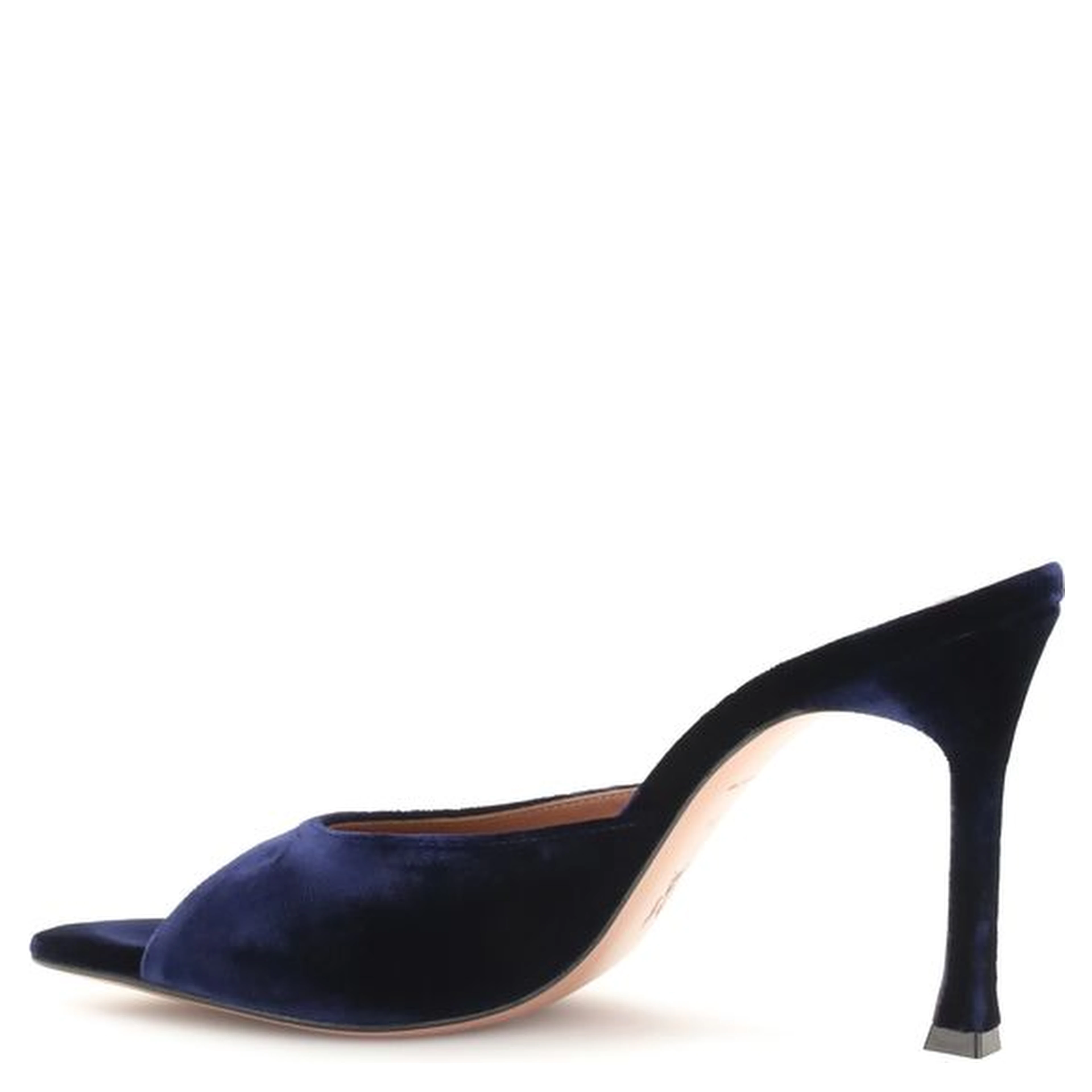 Blue Velvet Stiletto Heel Sandals
