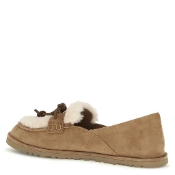 Beige Suede Leather Slip-On Loafers