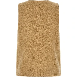Beige Wool Sleeveles Sweater