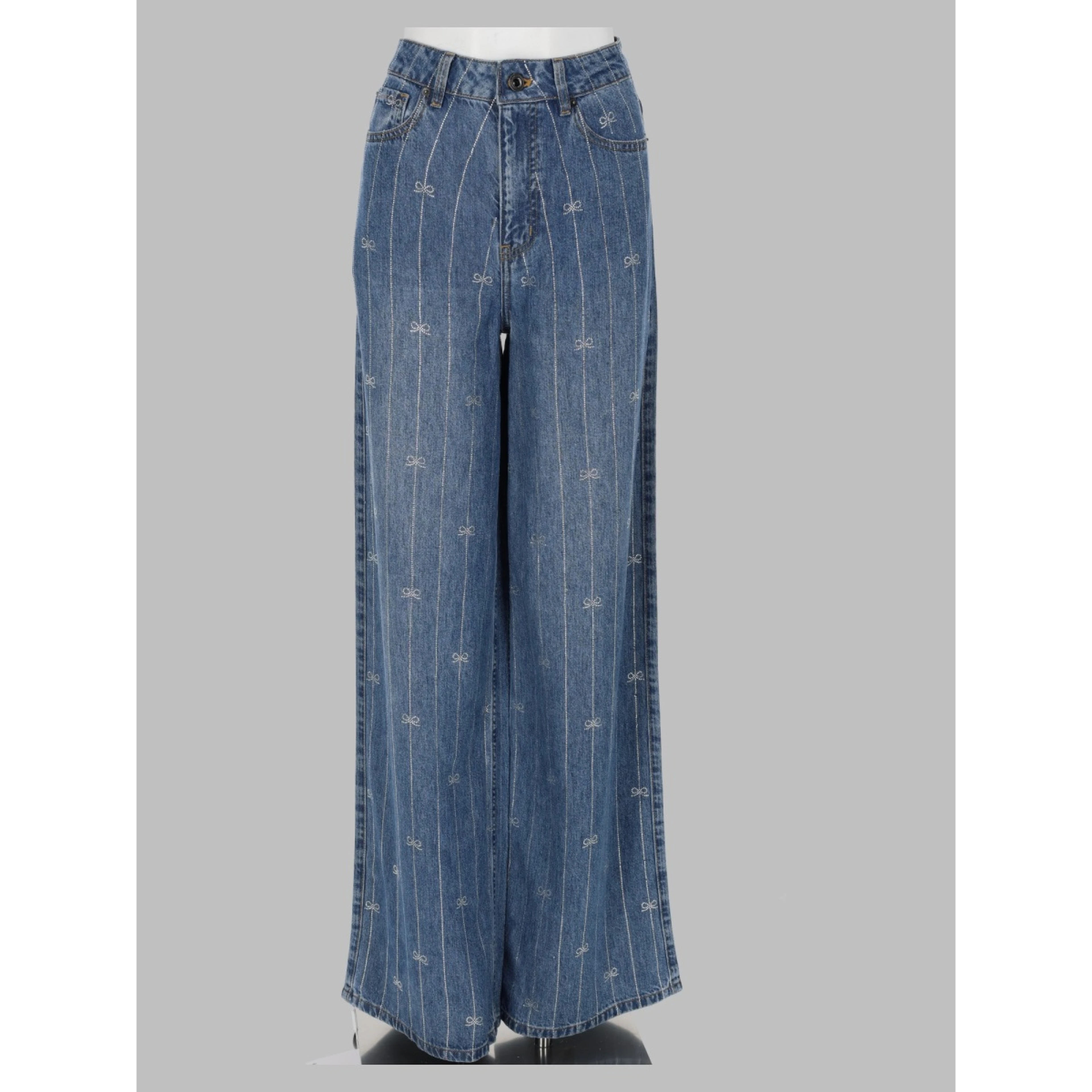 Jeans in Denim con Strass