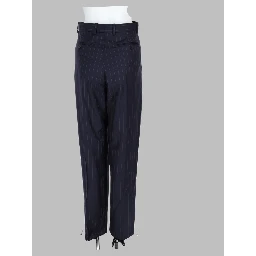 Pantalone a Righe con Doppia Piega in Lana