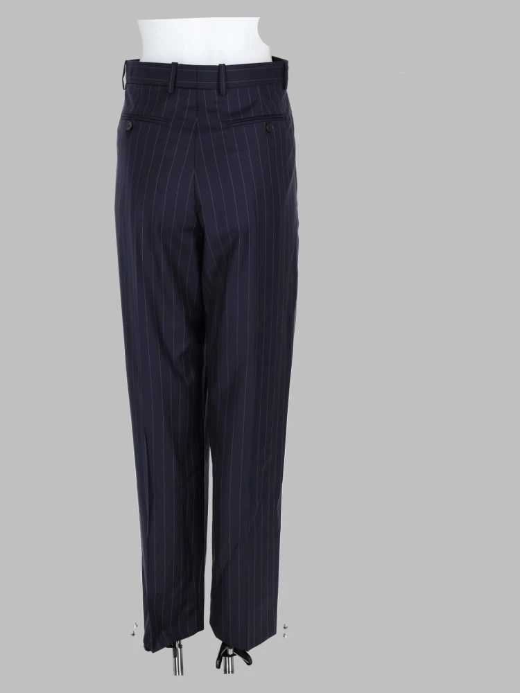 Pantalone a Righe con Doppia Piega in Lana alternative