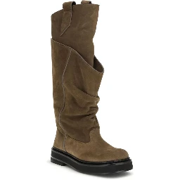 Brown Calf Leather Bos Taurus Lace-Up Boots