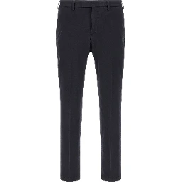 Blue Cotton Casual Pants