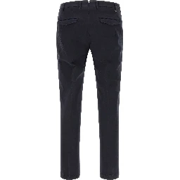 Blue Cotton Casual Pants