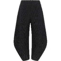Black Polyester Casual Pants