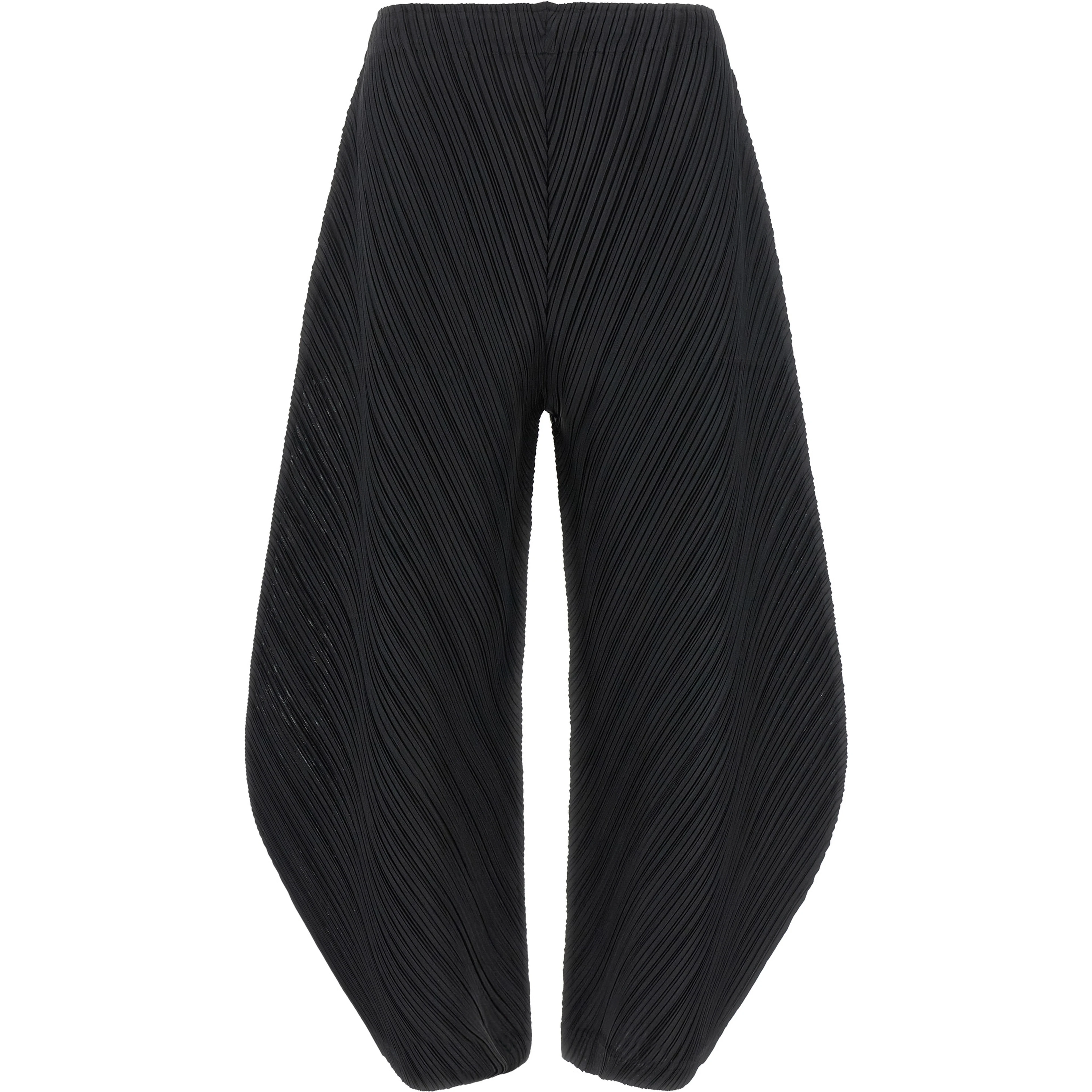 Black Polyester Casual Pants