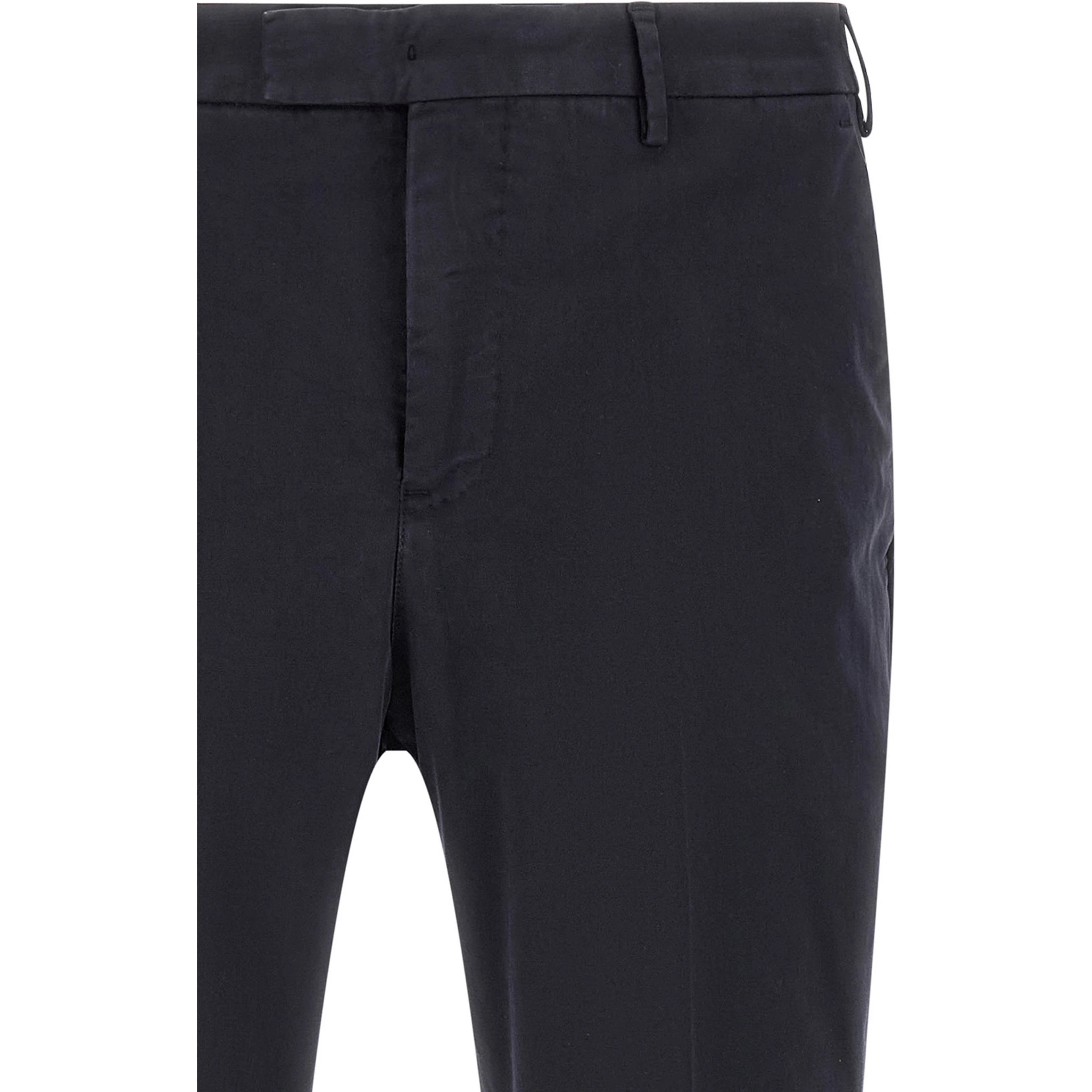Blue Cotton Casual Pants