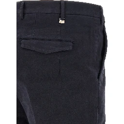 Blue Cotton Casual Pants