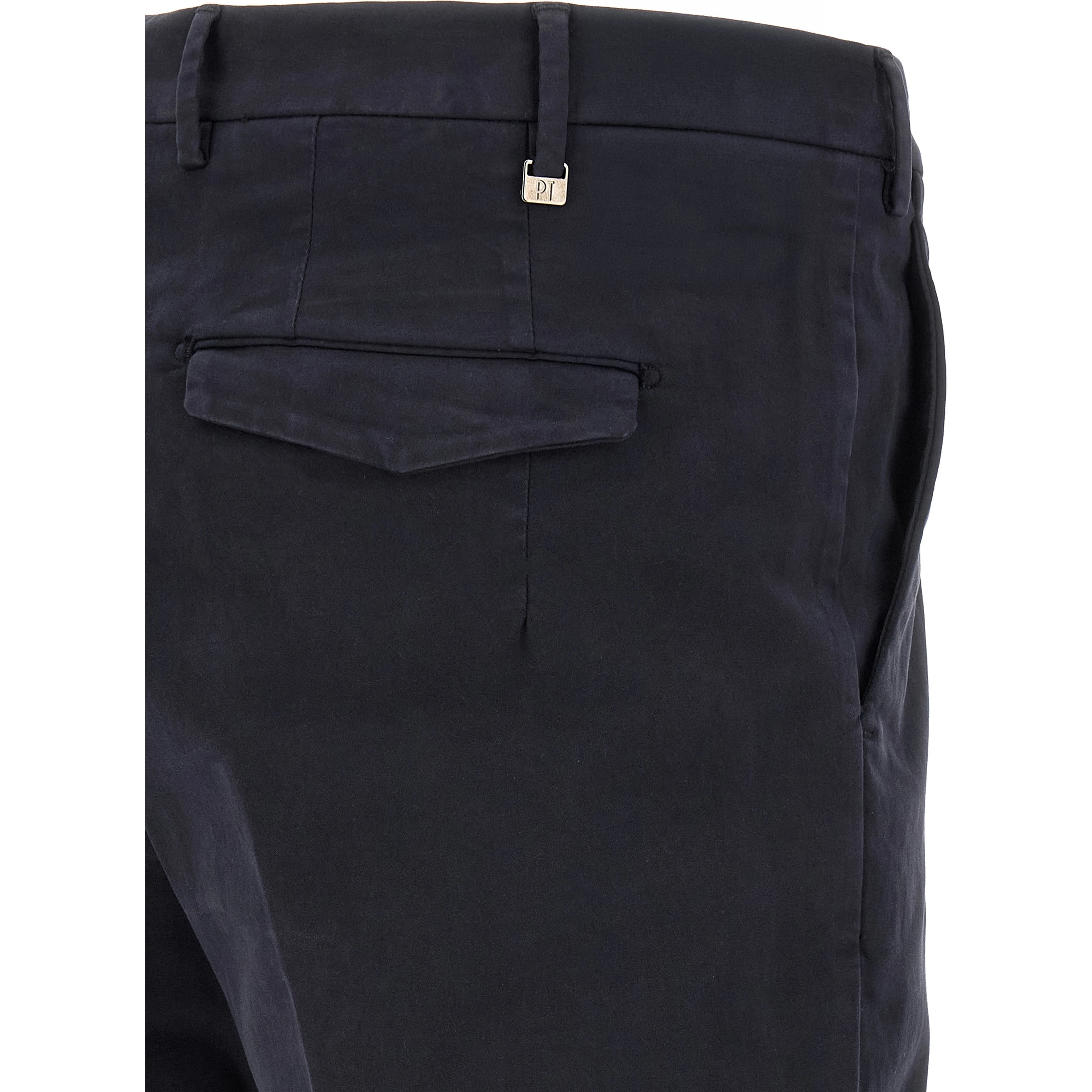 Blue Cotton Casual Pants