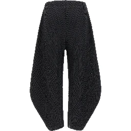Black Polyester Casual Pants