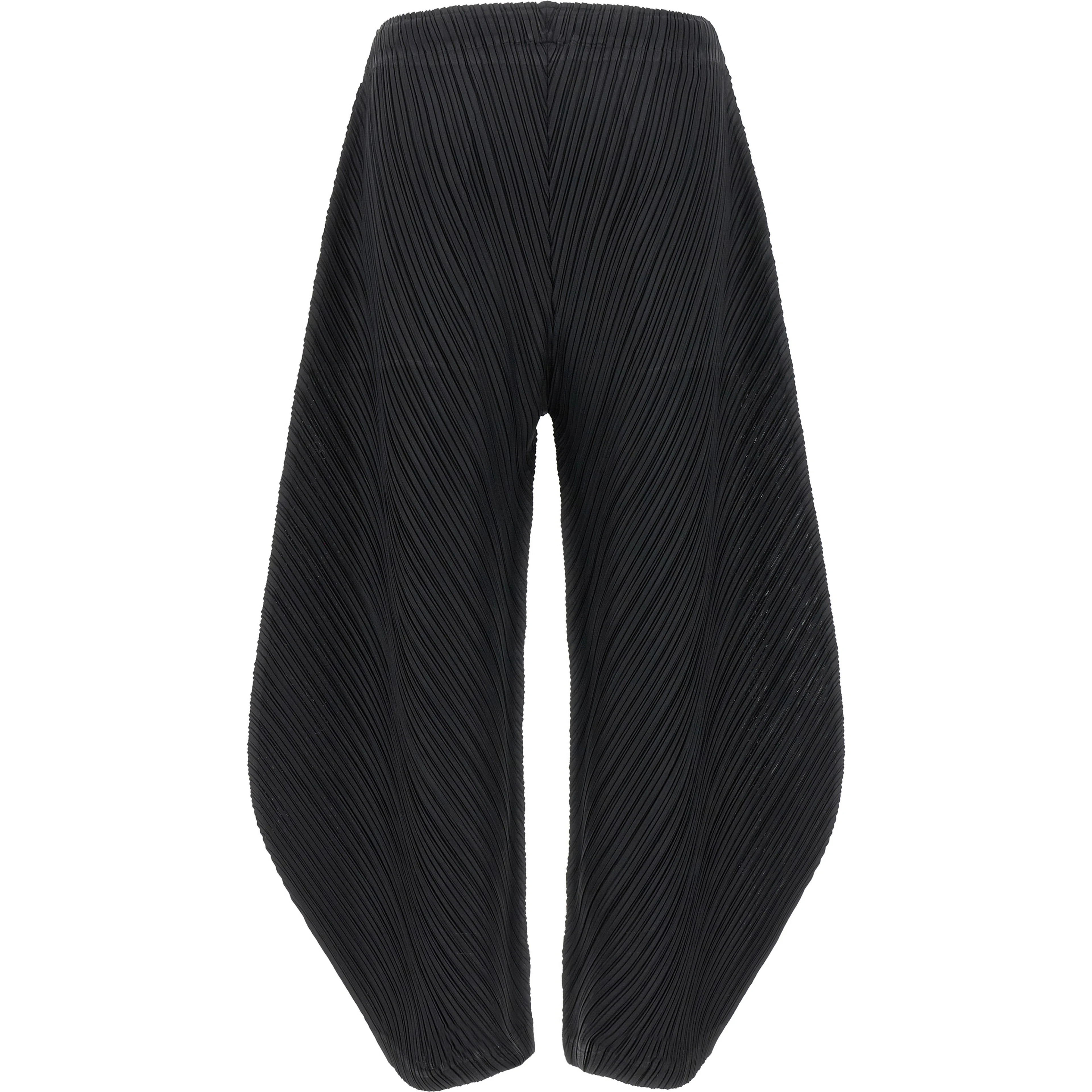 Black Polyester Casual Pants