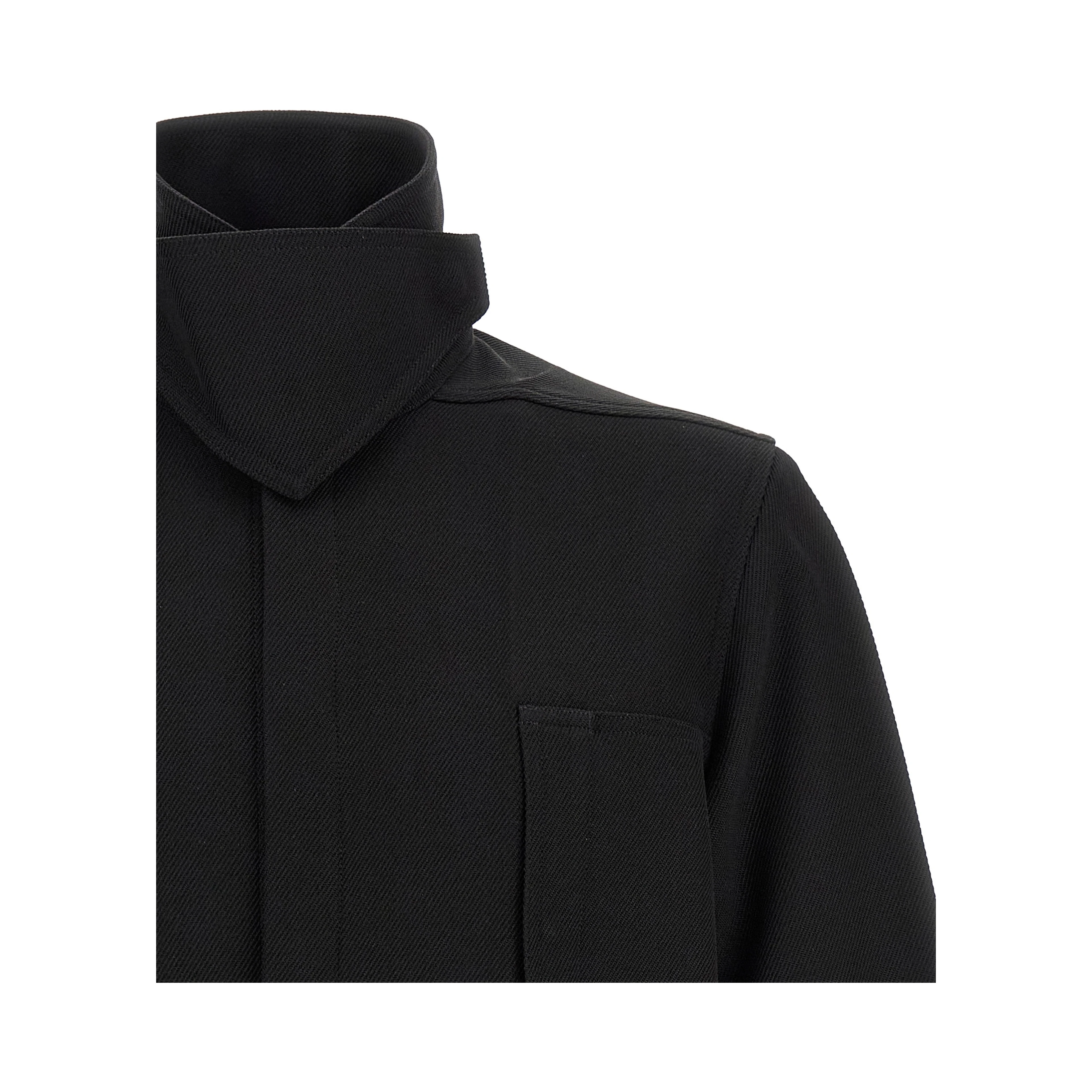 Black Cotton Full-Length Jacket