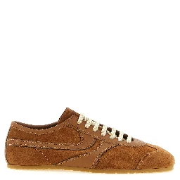 Beige Calfskin Low Top Sneakers