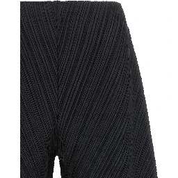 Black Polyester Casual Pants