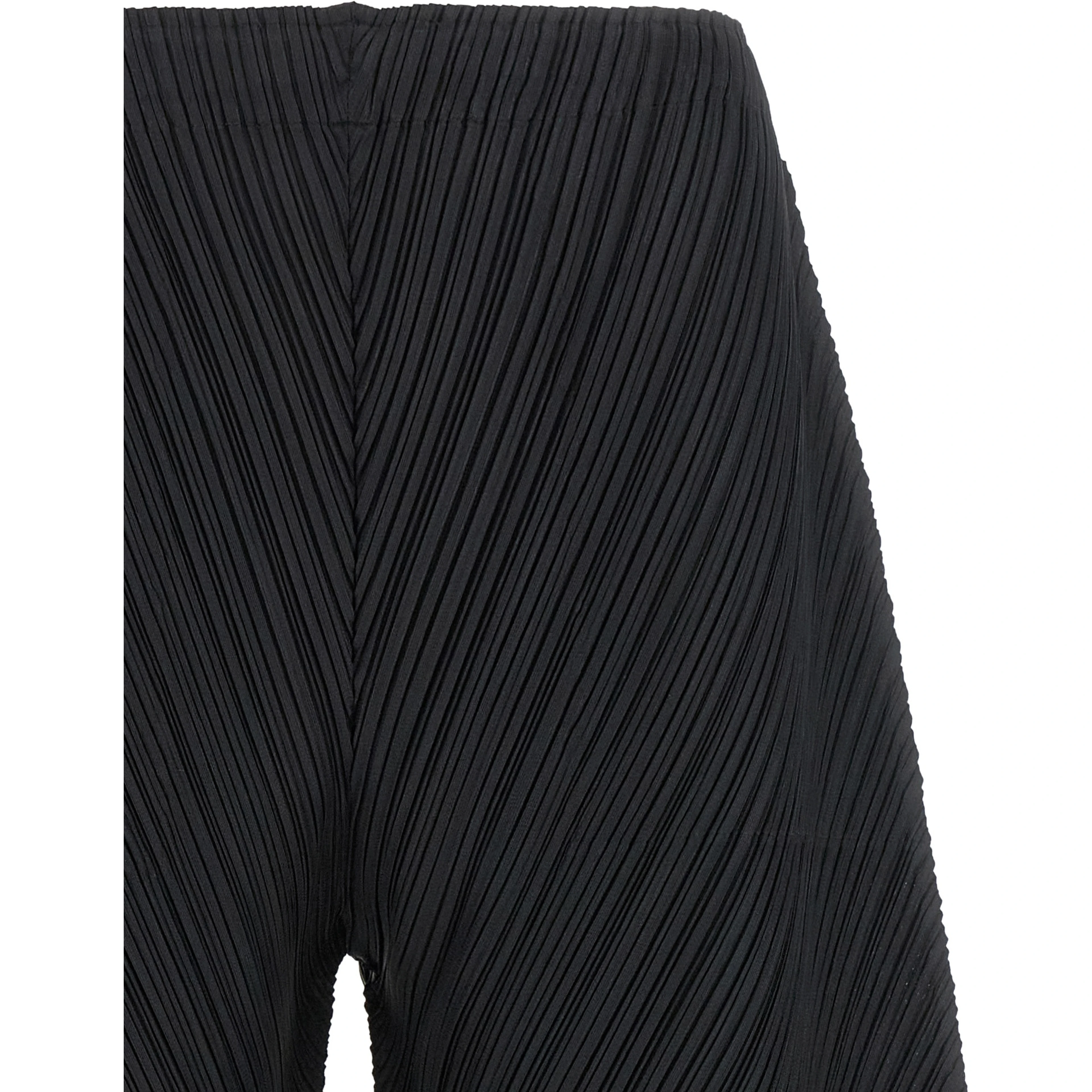 Black Polyester Casual Pants