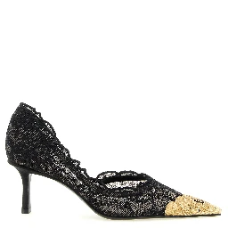 Black Tencel Mid Heel Pumps