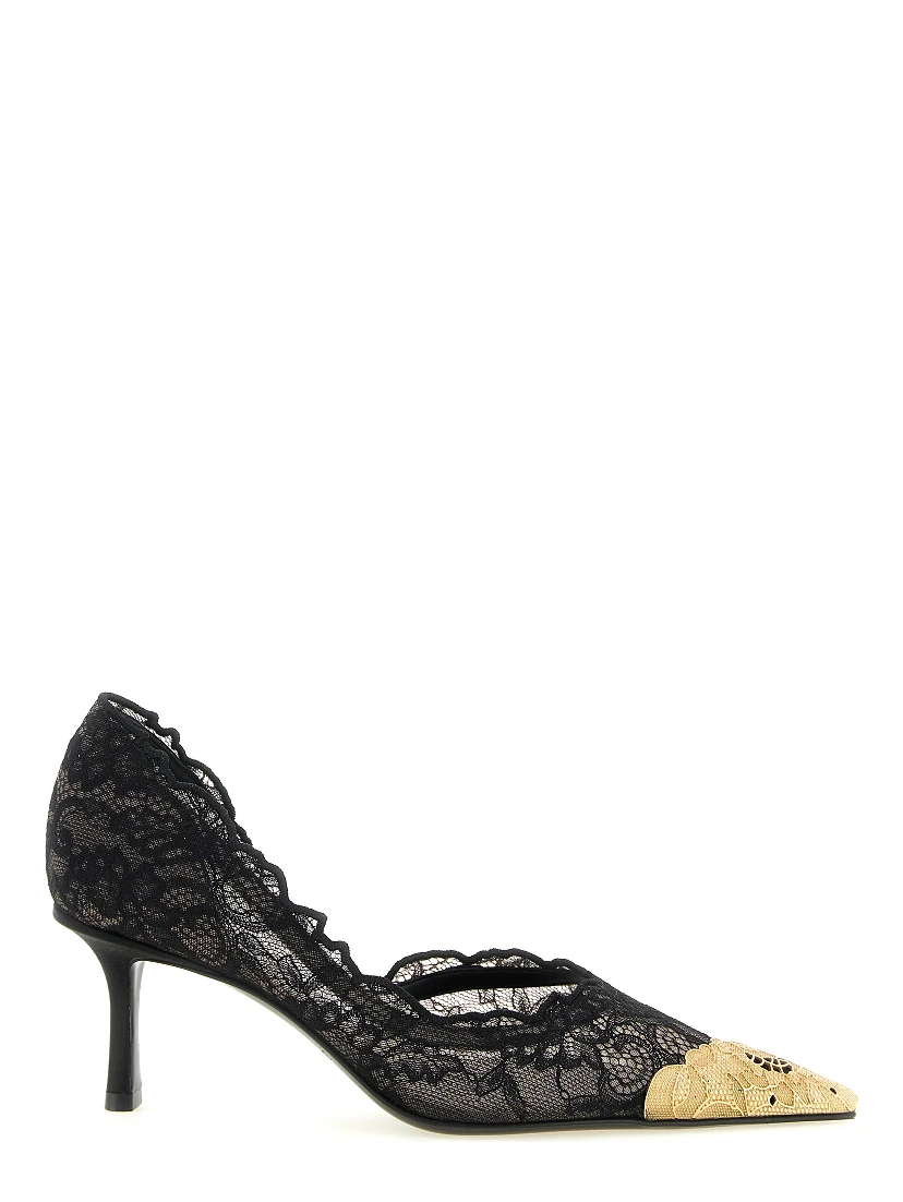 Black Tencel Mid Heel Pumps