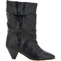 Black Cowhide Ankle Boots