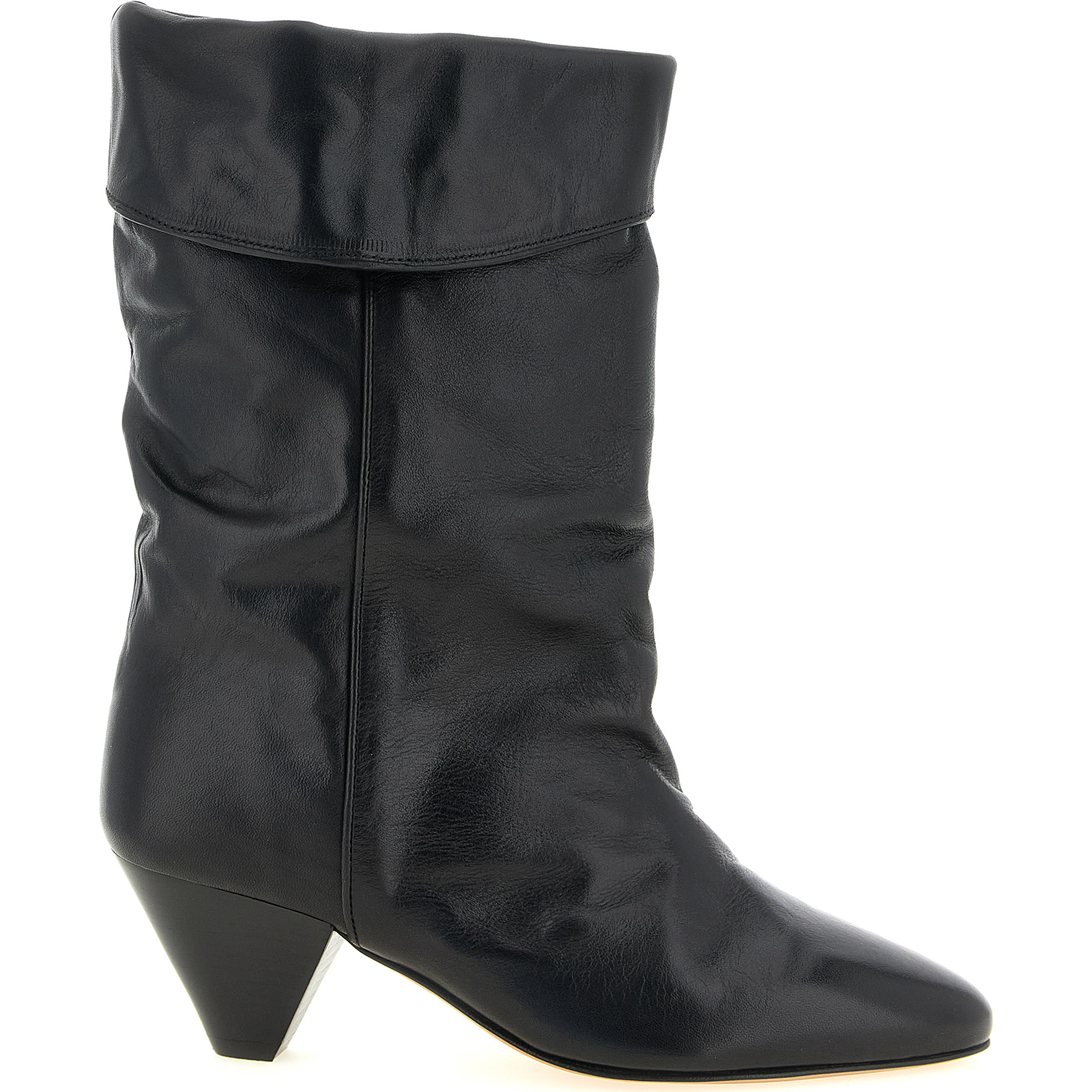 Black Cowhide Ankle Boots