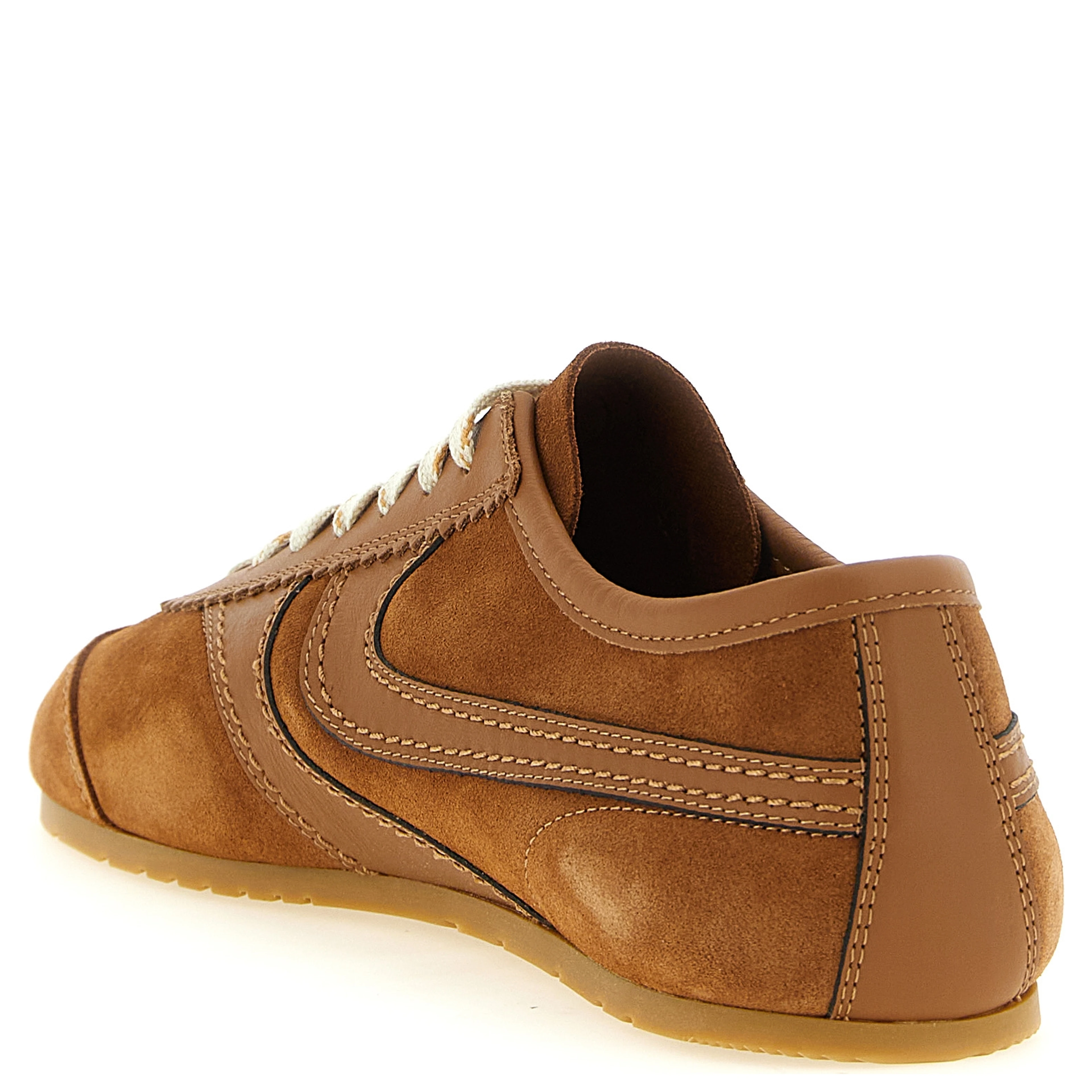 Beige Calfskin Low Top Sneakers