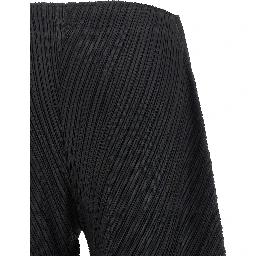 Black Polyester Casual Pants