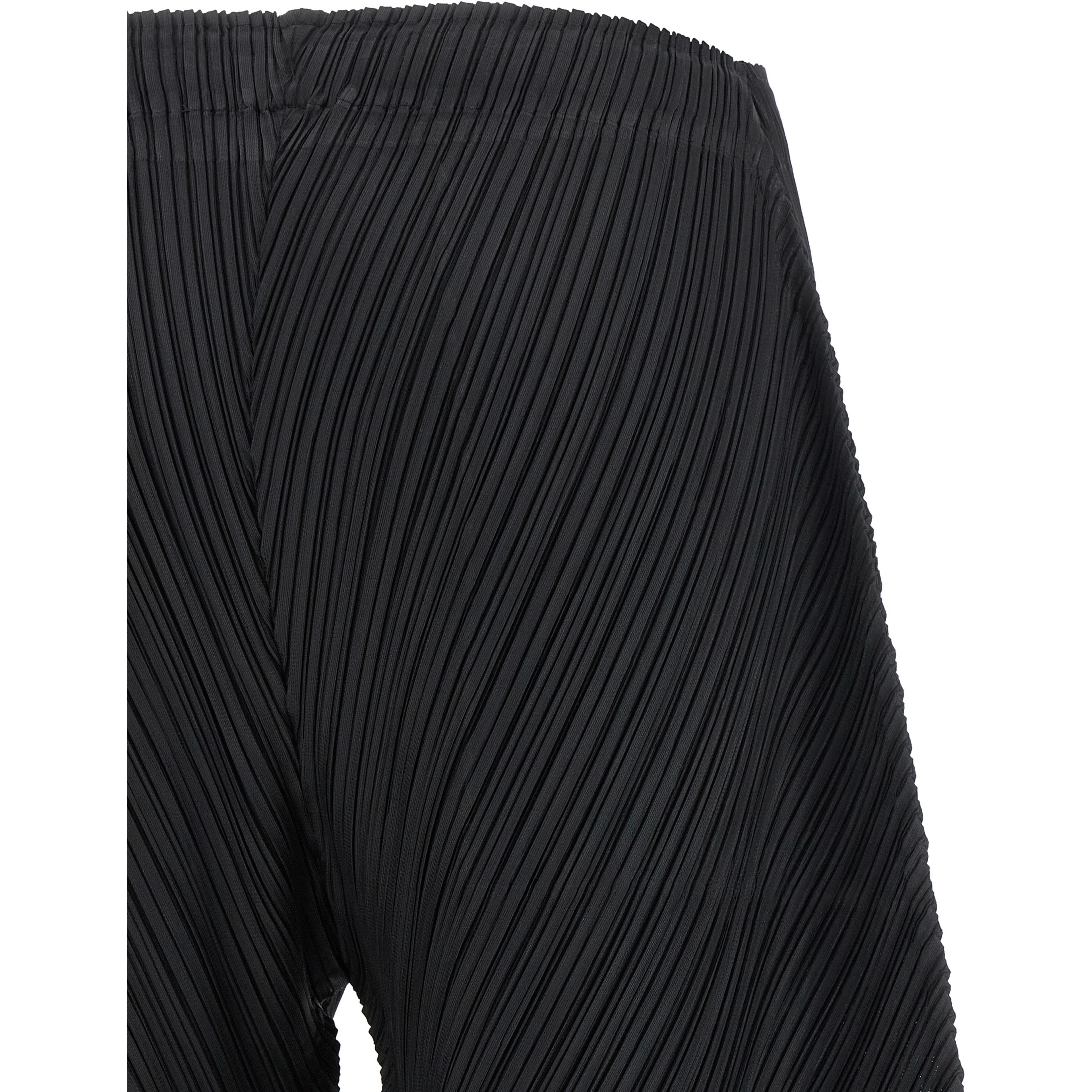 Black Polyester Casual Pants