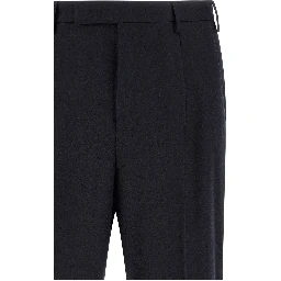 Black Virgin Wool Casual Pants