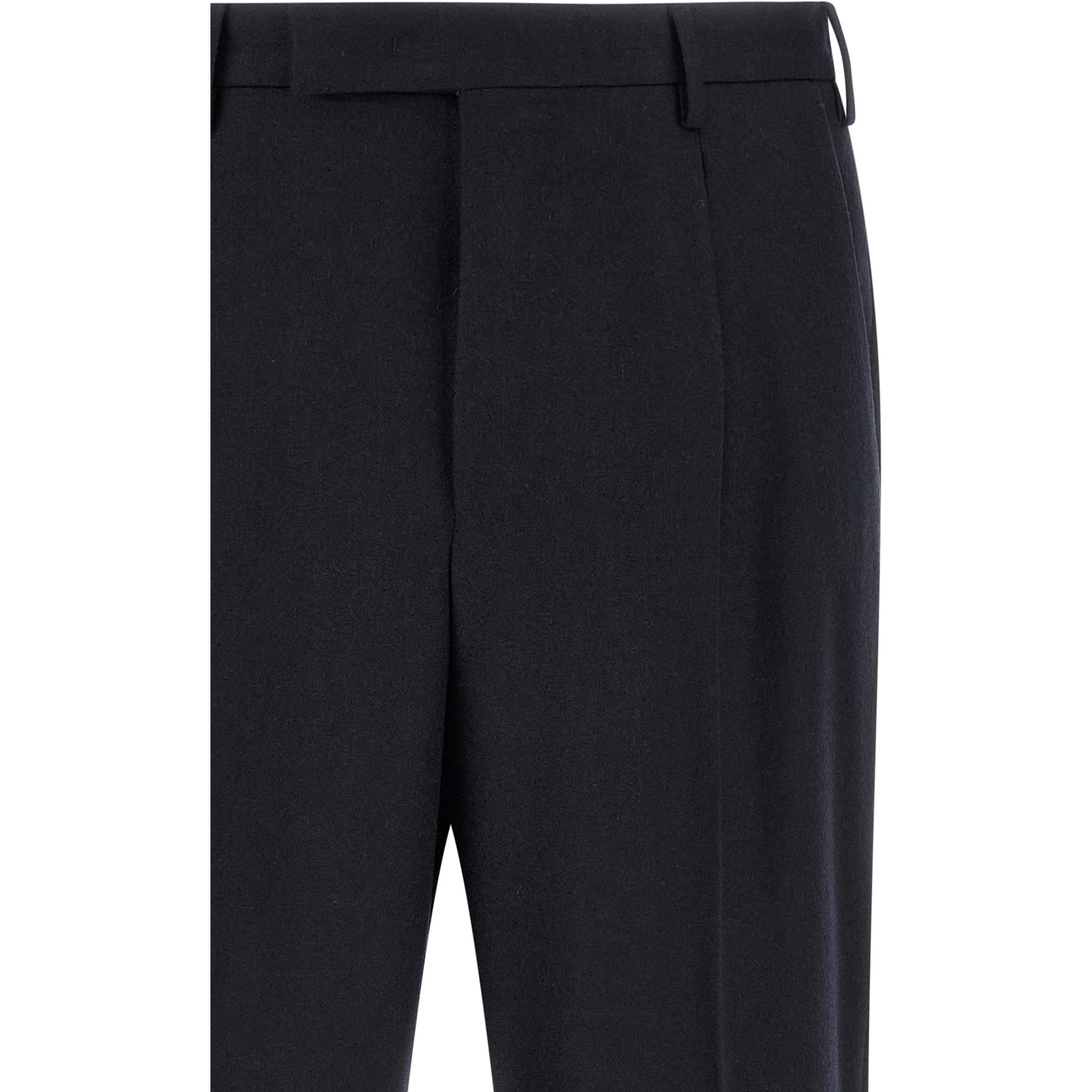 Black Virgin Wool Casual Pants