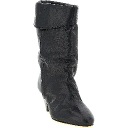 Black Cowhide Ankle Boots