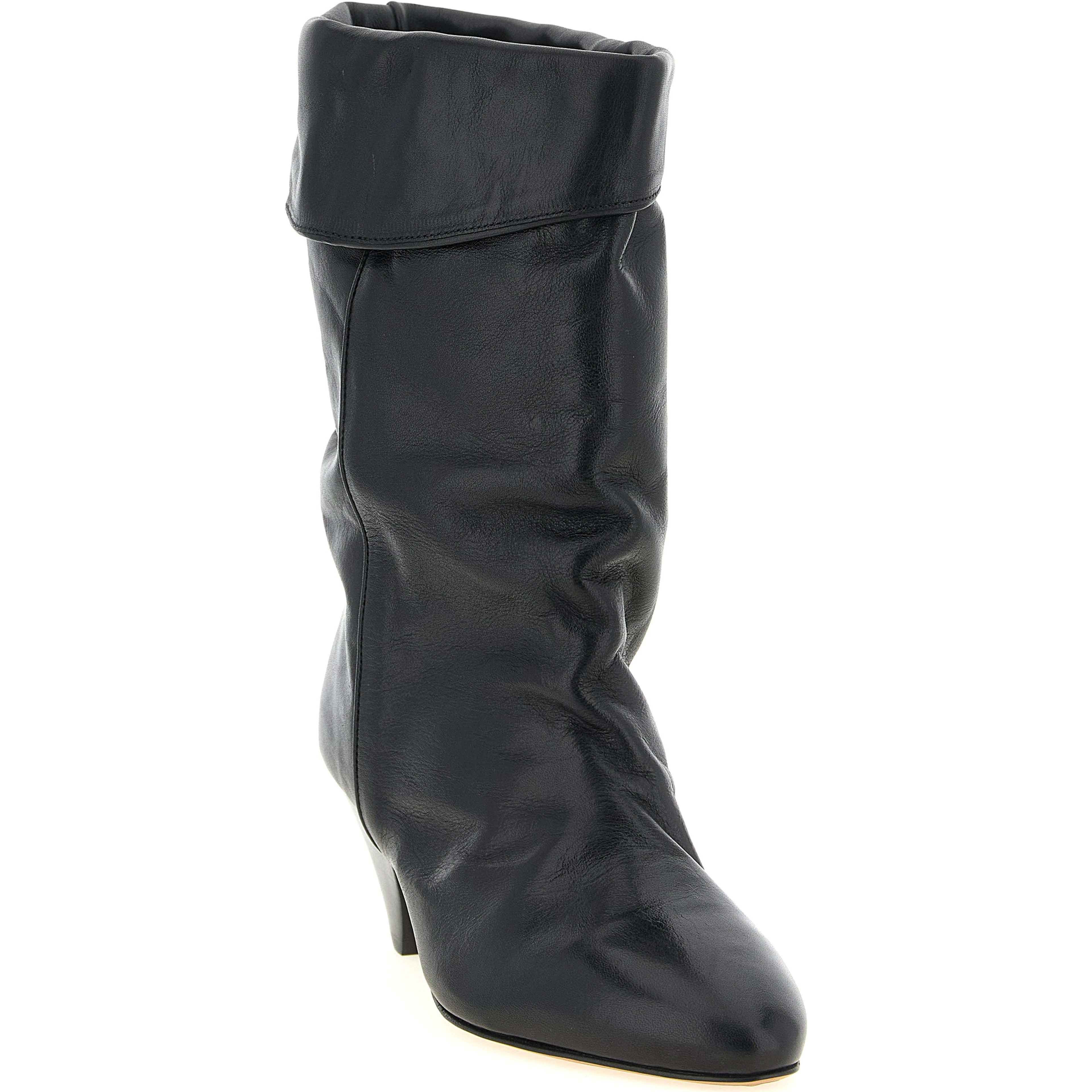 Black Cowhide Ankle Boots
