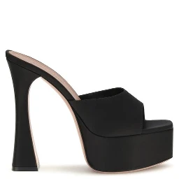 Black Calf Leather Bos Taurus Platform Sandals