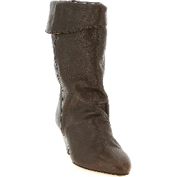 Brown Cowhide Ankle Boots