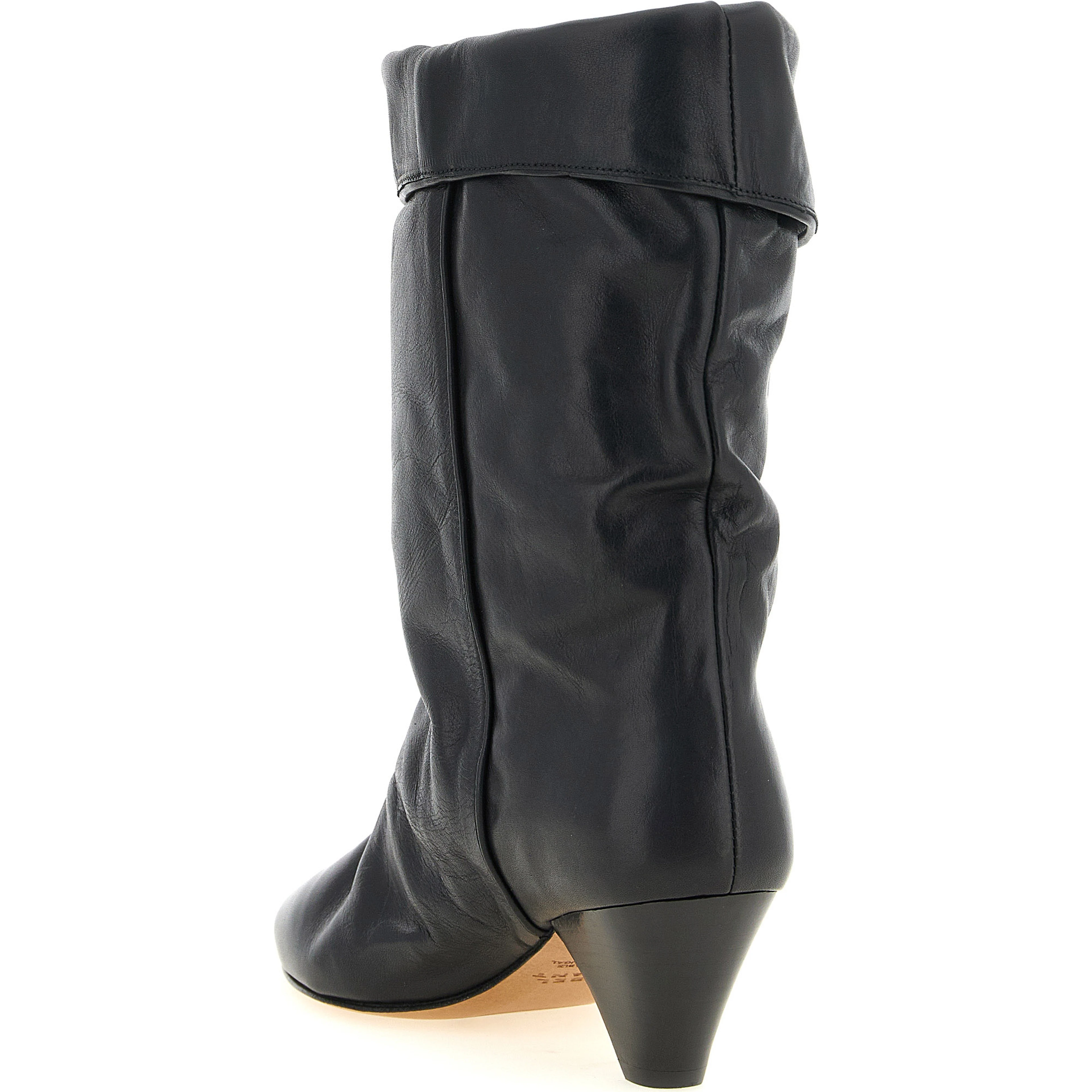 Black Cowhide Ankle Boots